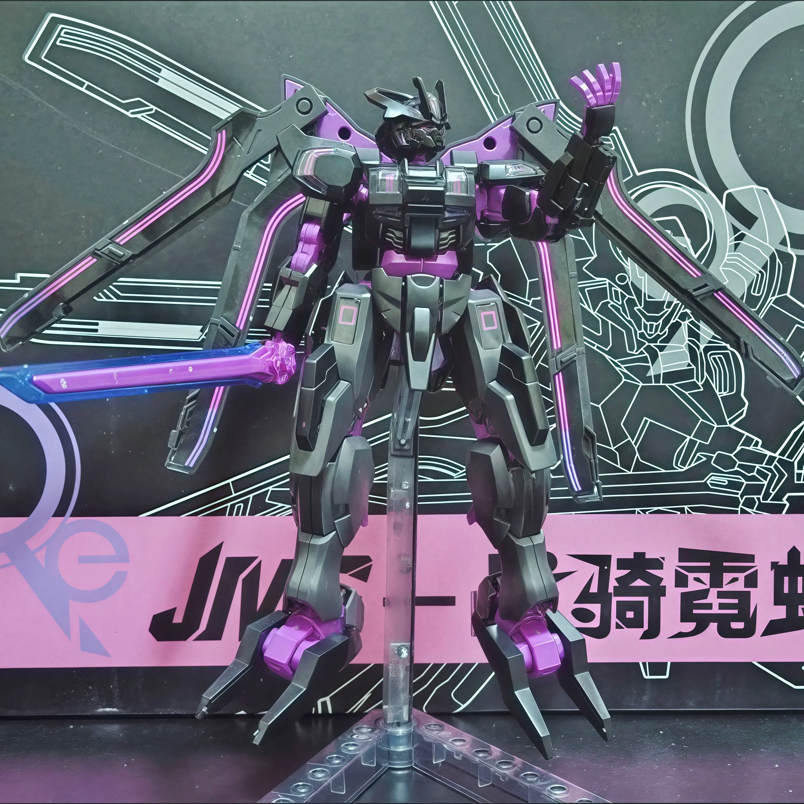 Hot Jimoshe Jms 모델 Hg 1/144 Schwarzette 네온 퍼플 조립 모델 고품질 소장 로봇 키트 모델 어린이 장난감 선물