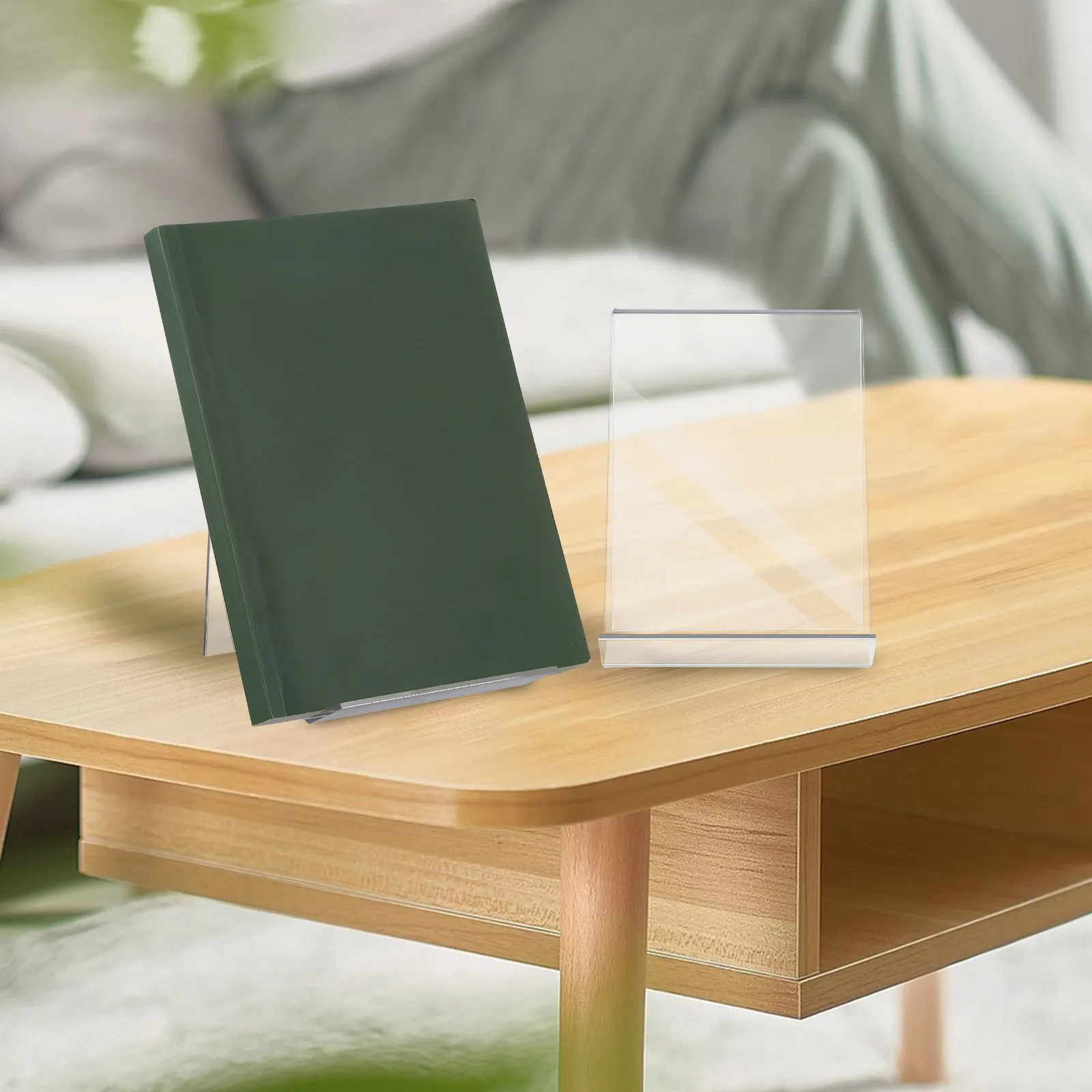 6Pcs Acrylic Book Display Stand Transparent Minimalist Design Stable Triangular Base Book Holder for Magazines Brochures Photos