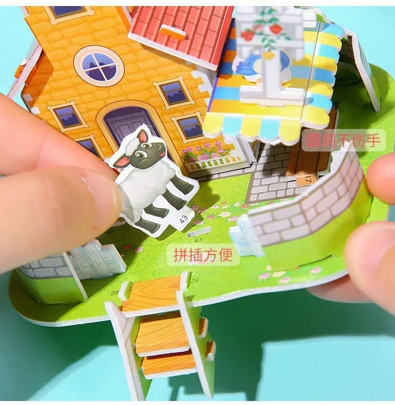 3 pçs 3d tridimensional construção quebra-cabeça modelo brinquedos diy artesanal papel quebra-cabeça blocos de construção brinquedo educativo presentes crianças