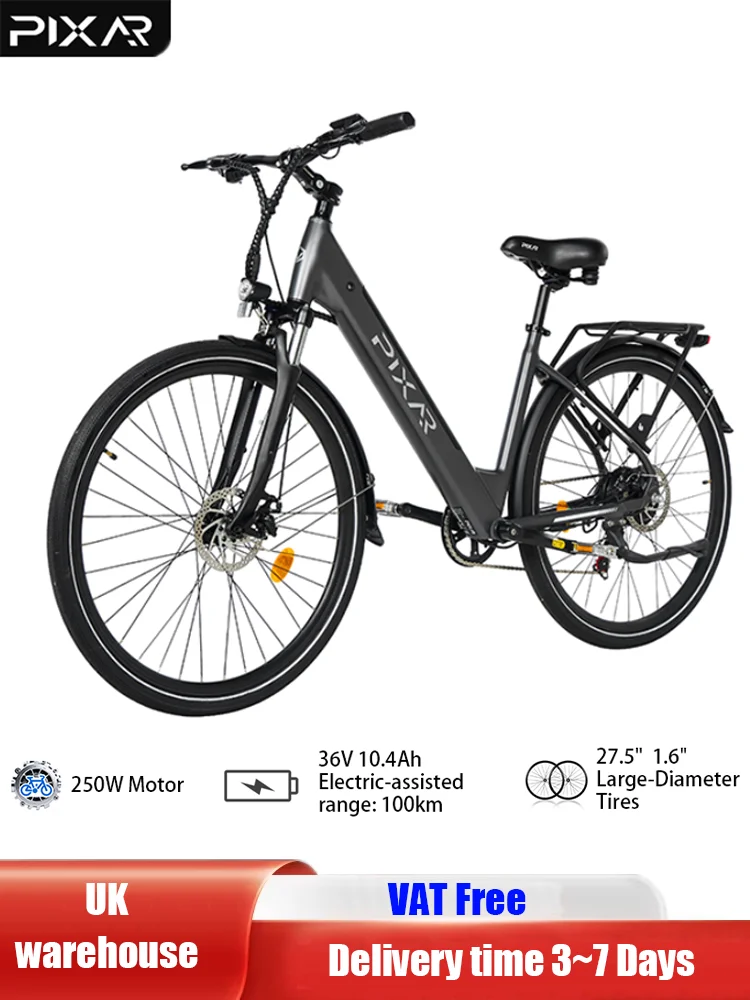 AliExpress NONE PIXAR Electric Bike 250W, 36V 10.4Ah Removable Battery 32km/h 7 Speed Disc Brakes  Range 70-90Km E-bicycle
