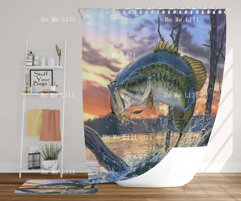 Bass Master Angler Shower Curtain Bathroom Decor