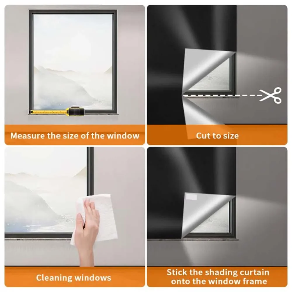 210D ضوء قابل للإزالة حجب أحلك نافذة القماش DIY بها بنفسك إجمالي زجاج التعتيم الخصوصية سواد نافذة تينت نافذة سوداء ملصق