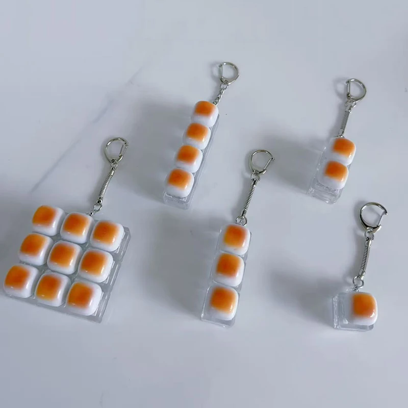 New  Caramel Bread Stress Relief Keyboard Keychain Button Light Keycap Backpack Pendant For Student Office Adult Accessory 1PC