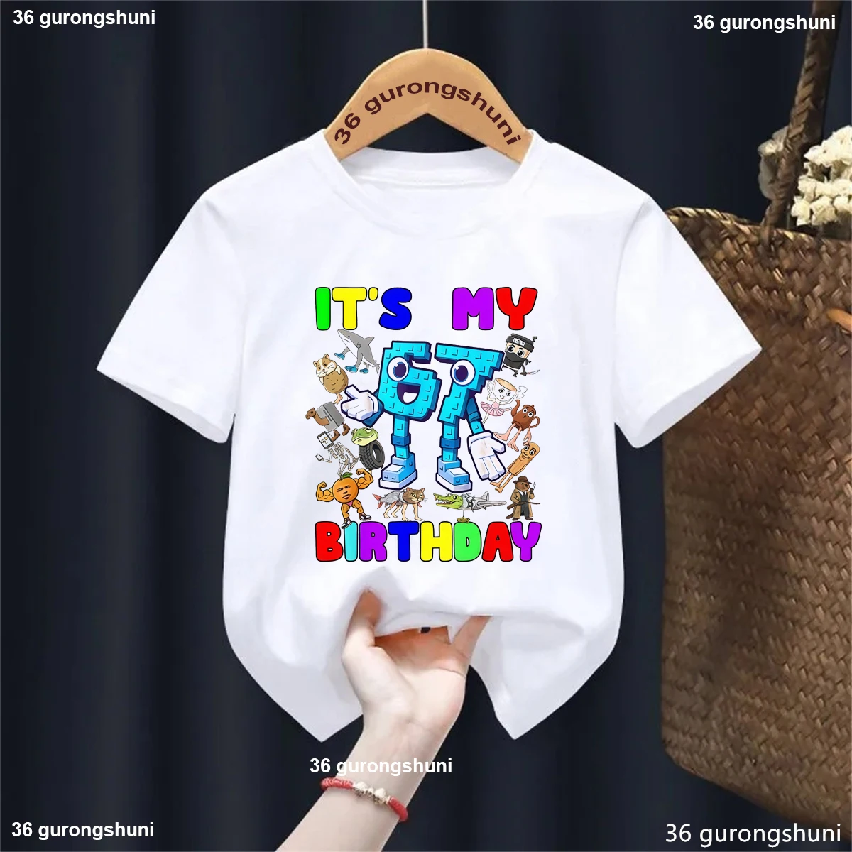 

Футболка с принтом «It's My 67 Birthday Italian Brainrot» для девочек/мальчиков, детская одежда Kawaii, летняя футболка белого/розового/синего/серого/желтого цвета