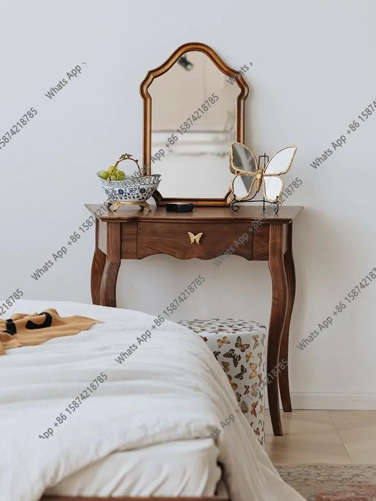 

M French Solid Wood Retro Butterfly Dresser Ash Wood Simple Bedroom Storage Makeup Table Makeup Table