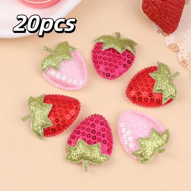 

20Pcs Sequined Strawberry Patch - Sew-On Appliques for Clothes | DIY Hairpin Accessories Decoration