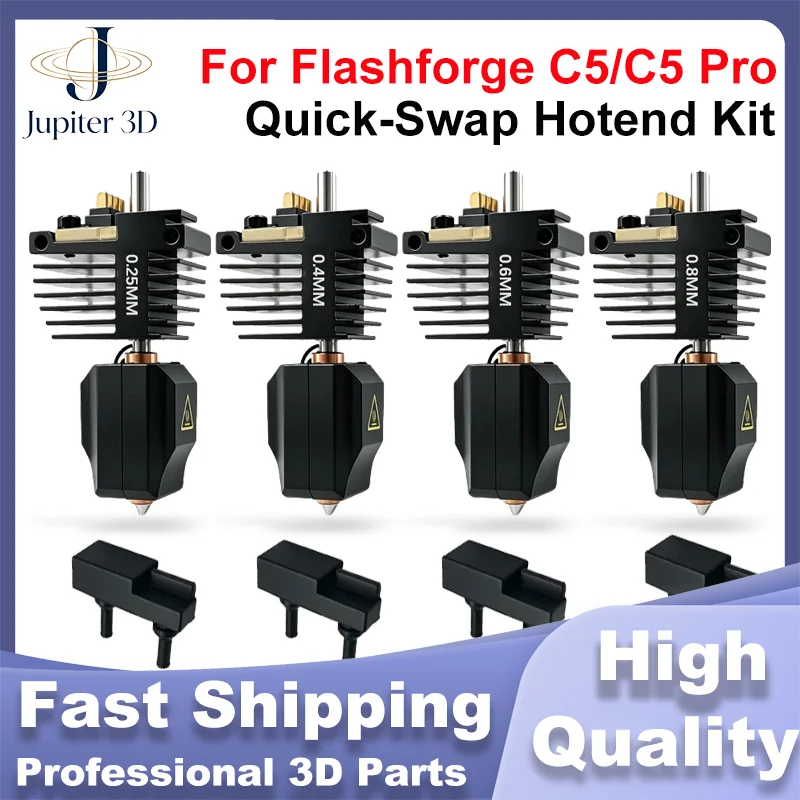 For Flashforge Creator 5 / 5 Pro Hotend Extruder Easy Replace Quick‑Swap Nozzle Bush 320℃ 32mm²/s 0.25/0.4/0.6/0.8mm 3D Printer