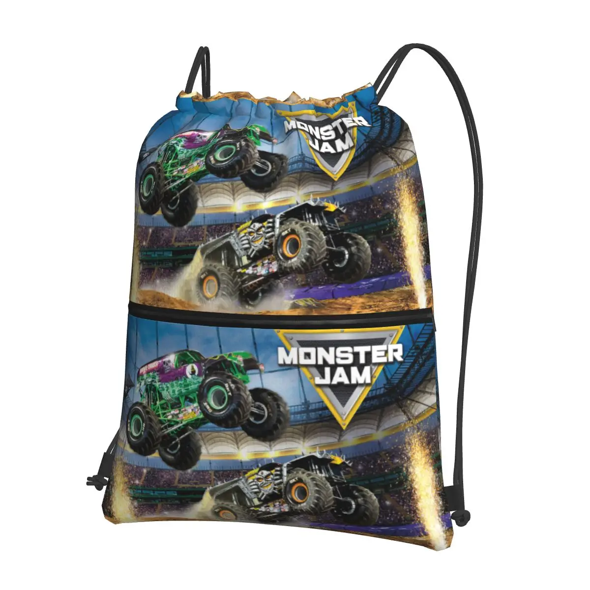 Sacs à dos portables à motif Monster Jam pour écoliers, sacs à chaussures de proximité classiques, sac à cordon décontracté, Bundle Pocket