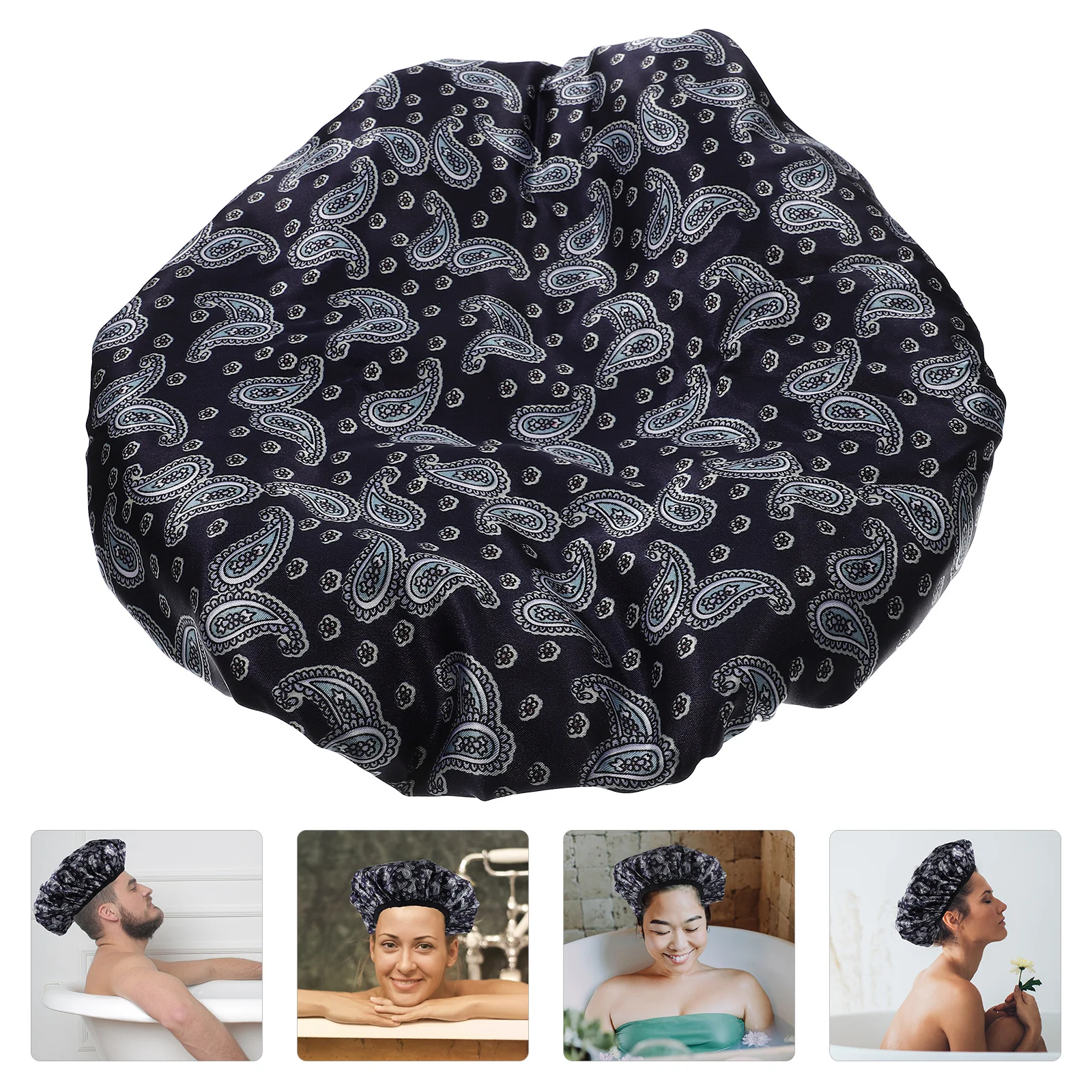 

Трехслойная водостойкая шапочка для ванны с принтом, шапочка для душа, легкая, регулируемый размер, многоразовая защитная шапочка для волос