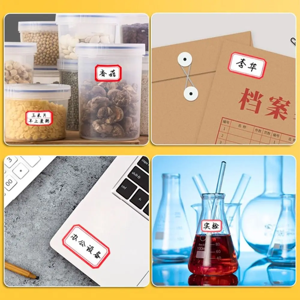 50 ورقة مكتوبة بخط اليد ورق ملصقات ذاتي اللصق أحجام متعددة ملصقات للتسمية الملونة ذاتية اللصق اسم العلامة ملصقات مكتب #5