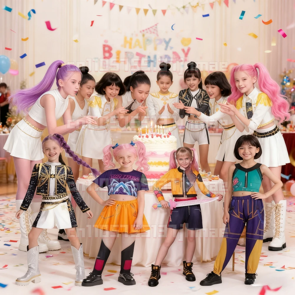 

Huntrix KPop Demon Hunters Mira Zoey Rumi Cosplay Costume Kids Baby Girls Birthday Party Dress Anime Uniform Halloween Costume