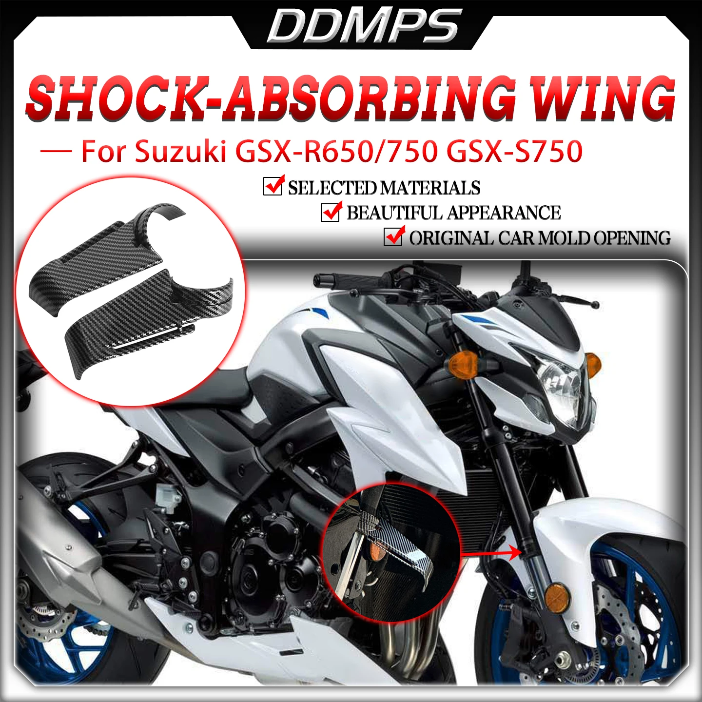 For Suzuki GSX-R650 GSX-R750 GSX-S750 Motorcycle Front Shock Absorption Fixed Winglet Decorative Spoiler Wing Accessories