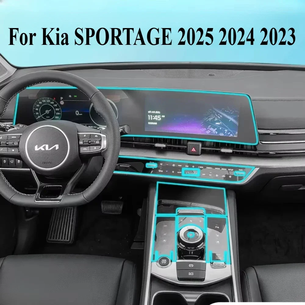 For Kia SPORTAGE 2025 2024 2023 Car Interior Film Transparent TPU PPF Gear Panel Center Console Anti-scratch Sticker Accessories