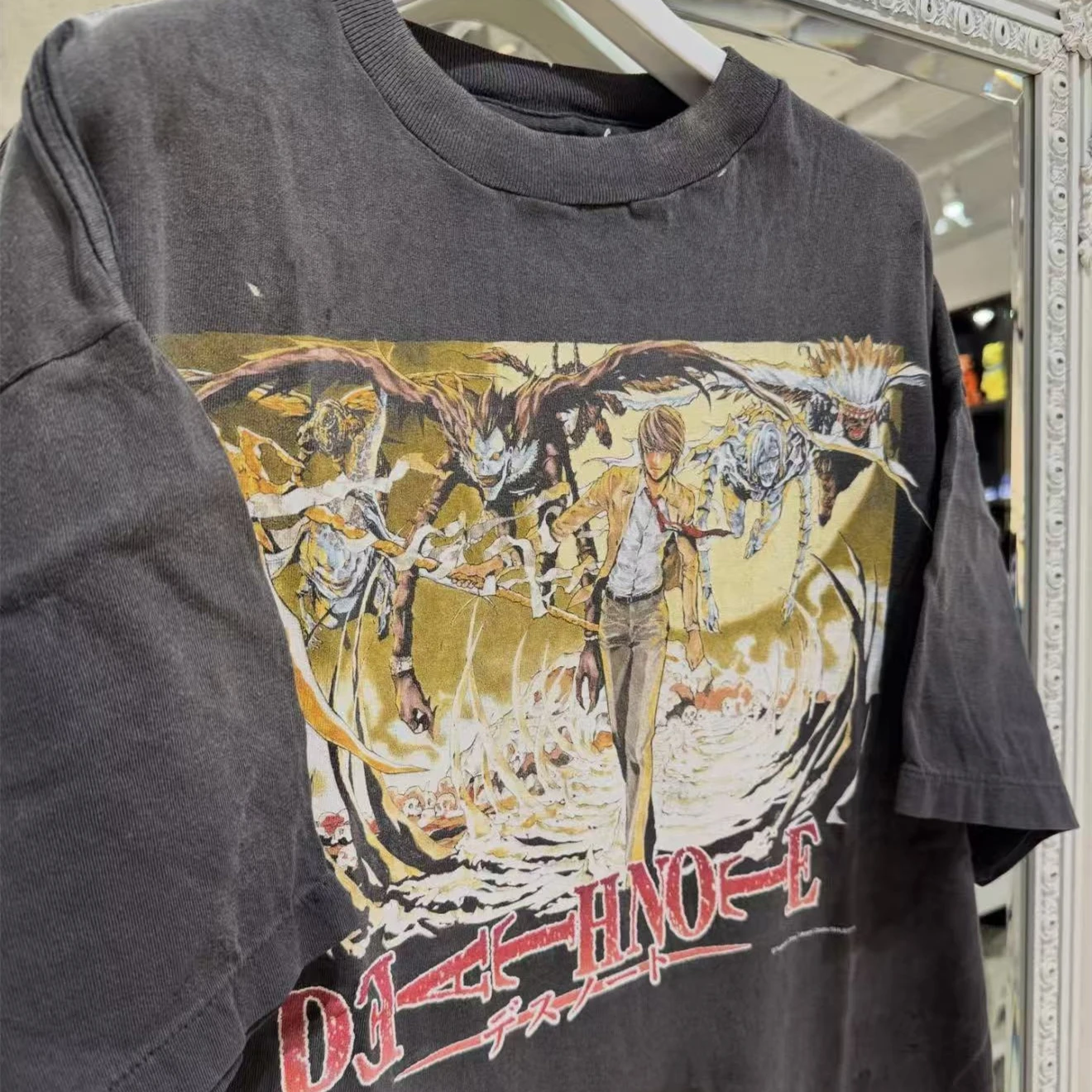 T-shirt vintage imprimé dessin animé SAINT délavé pour hommes et femmes, haute qualité, style été 26SS