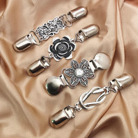 Rhinestone Flower Shape Cardigan Clip Vintage Scarf Buckle Vest Clip Sweater Shawl Shirt Collar Duck Clip Gift Clothing Decor