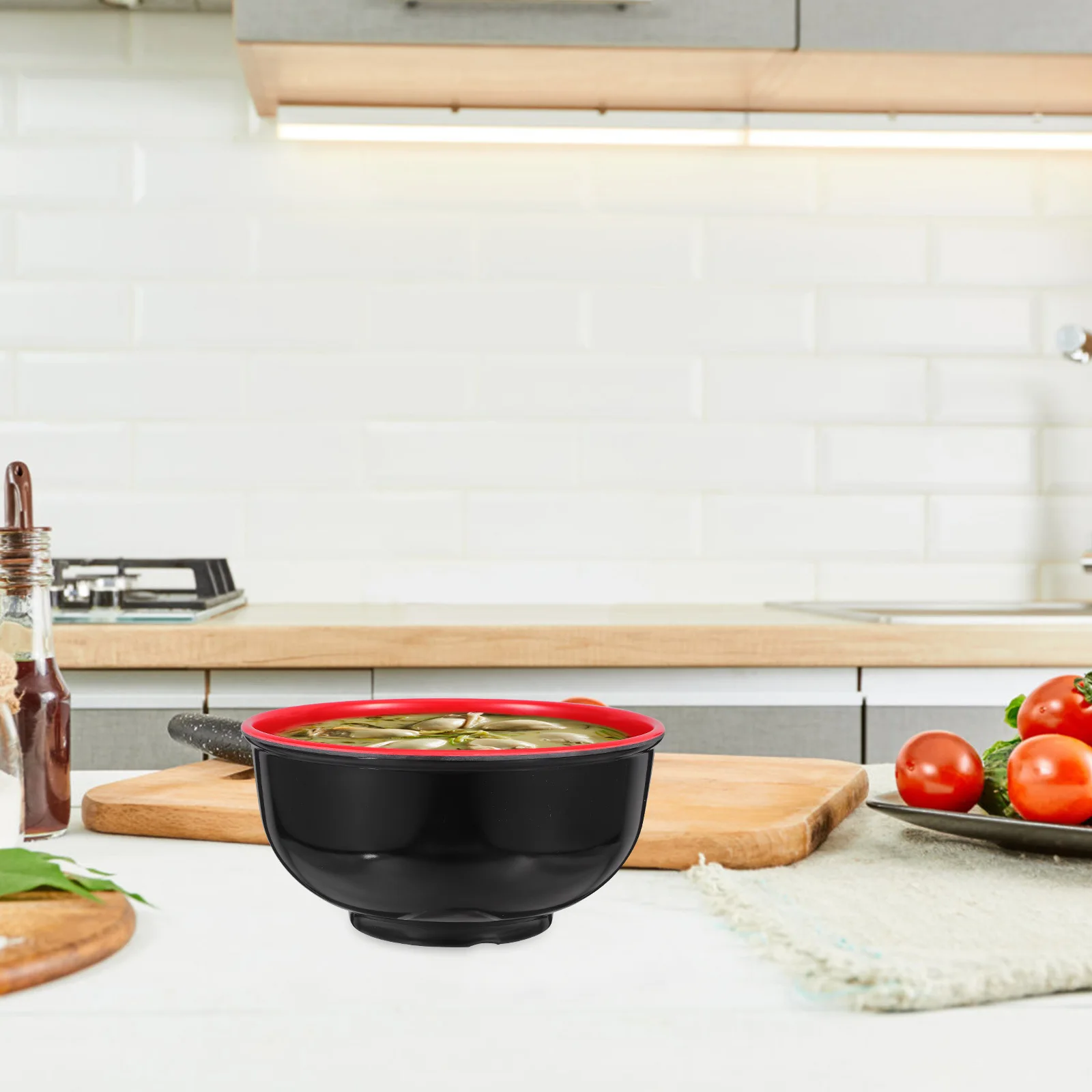 Cuenco de melamina japonés para Ramen, cuenco de sopa irrompible de gran capacidad, rojo y negro, para comedor, utensilios de cocina japoneses