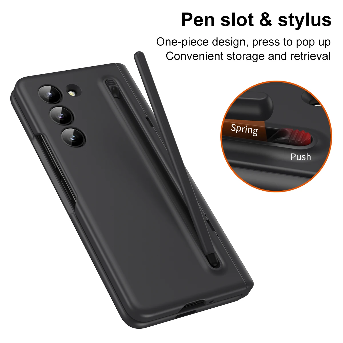 For Samsung Galaxy Z Fold 6 5 4 3 Case Skin Friendly Matte with Tempered Film Pen Slot Capacitor Pen Folding Hinge Bracket Cover