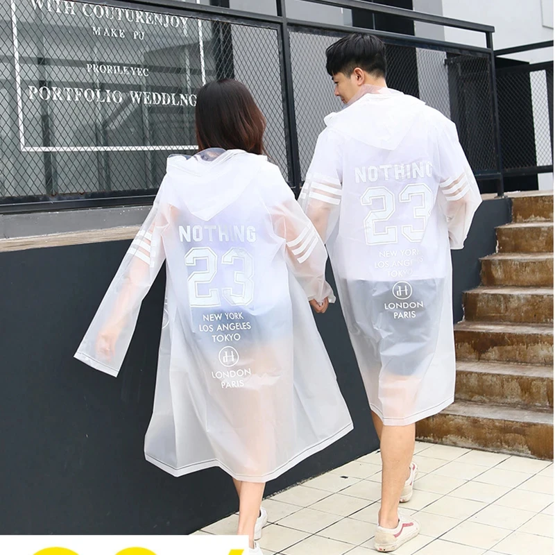 Couple Raincoat Fashion Couple Raincoat EVA Men\'s and Women\'s Raincoat Transparent Mountaineering and Fishing Accessories