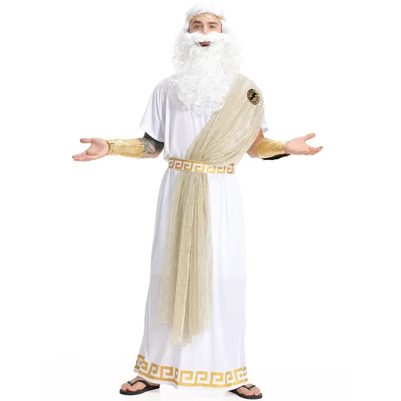 Disfraz de Dios griego antiguo de lujo Zeus, disfraz de Cosplay para hombres, semana del libro, fiesta, disfraces de Halloween para adultos