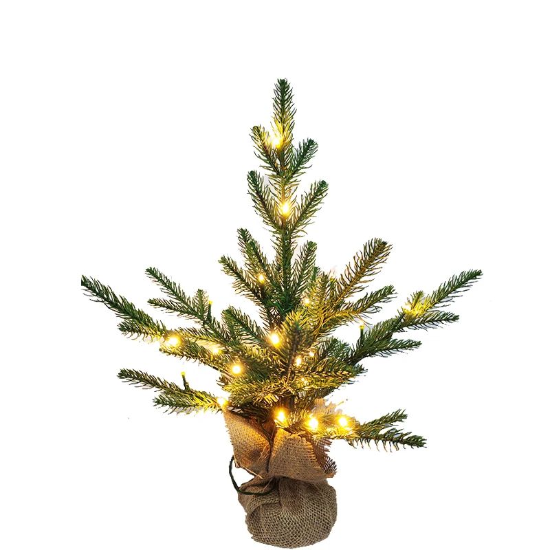 

45/60 cm Full PE Shaped Mini Christmas Tree with LED Lights for Christmas Home Decoration and Tabletop Decoration