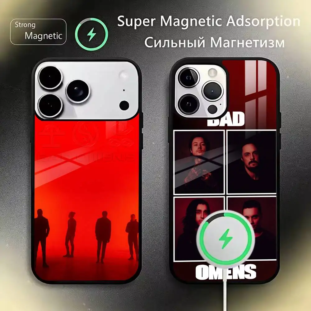 Heavy Metalcore American Band Bad Omens Phone Case For iPhone 17,16,15,14,13,12,11Plus,Pro,Max for Magnetic Wireless Charging