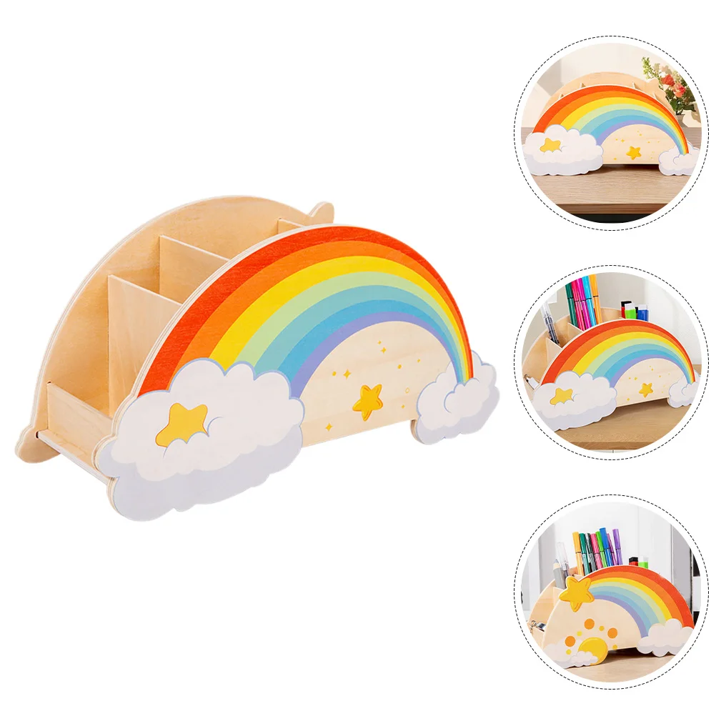 

Unique Wooden Rainbow Pen Caddy Handcrafted Stationery Organizer for Teachers Students Professionals Desk Accessory