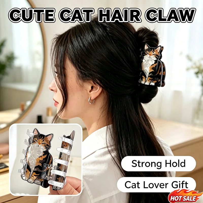 1Pc Cute Printed Cat Hair Clip Versatile Decor Hair Barrette Daily Festival Hair Accessory Gift For Women Girls Cat Lovers