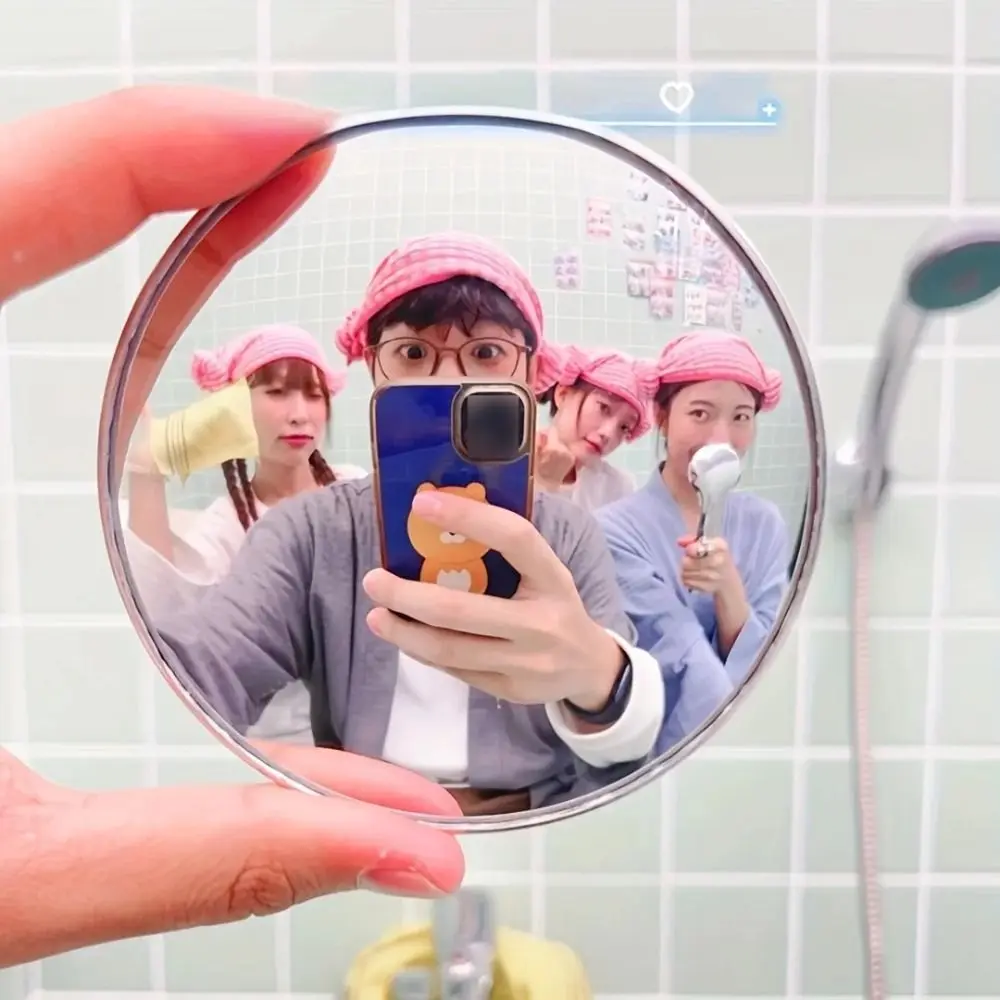 Metal Hand-held Selfie Mirror Mini Size Silver Convex Mirror Wide-Angle Reflection Compact Selfie Convex Mirror