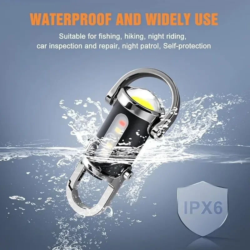 Rechargeable Keychain Flashlights 800 Lumens EDC COB Work Light 7 Modes Emergency Keychain Light for Walking Searching Hiking