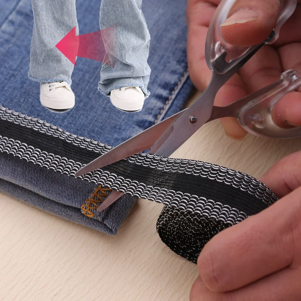 ذاتية اللصق بانت لصق الشريط السراويل السراويل حافة الجينز الملابس طول تقصير إصلاح الحديد على هيم أشرطة DIY بها بنفسك الخياطة اكسسوارات