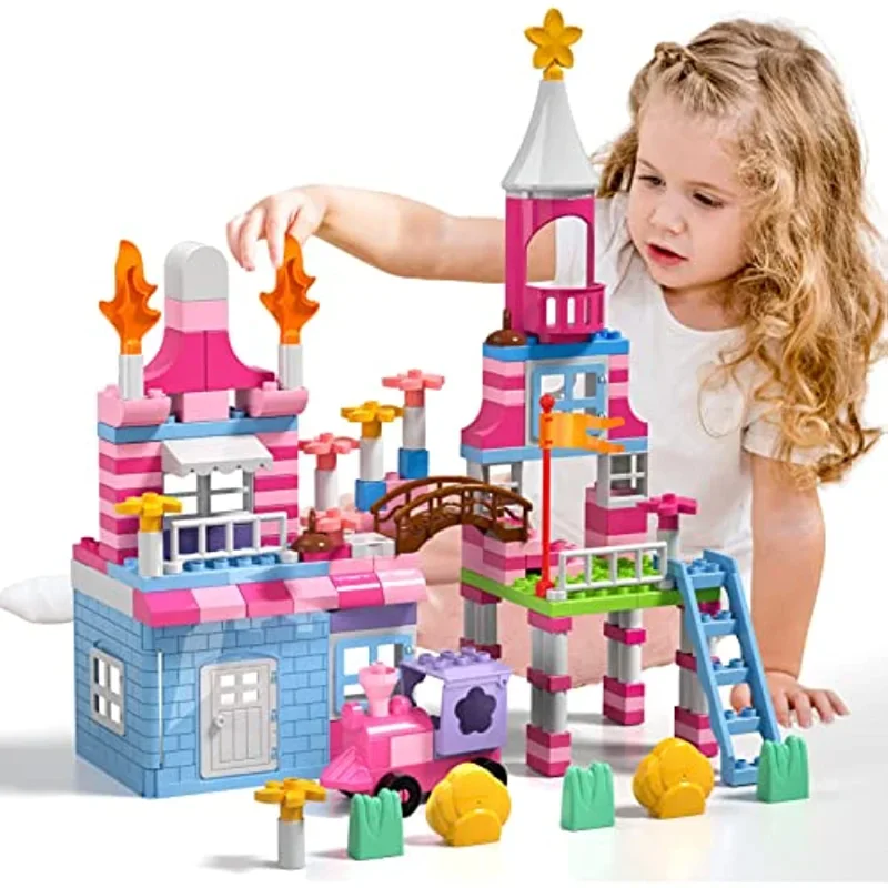 

174 PCS Pink Princess Castle Building Blocks Model DIY Colorful Brick Educational Toys for Children Christmas Girls Gifts