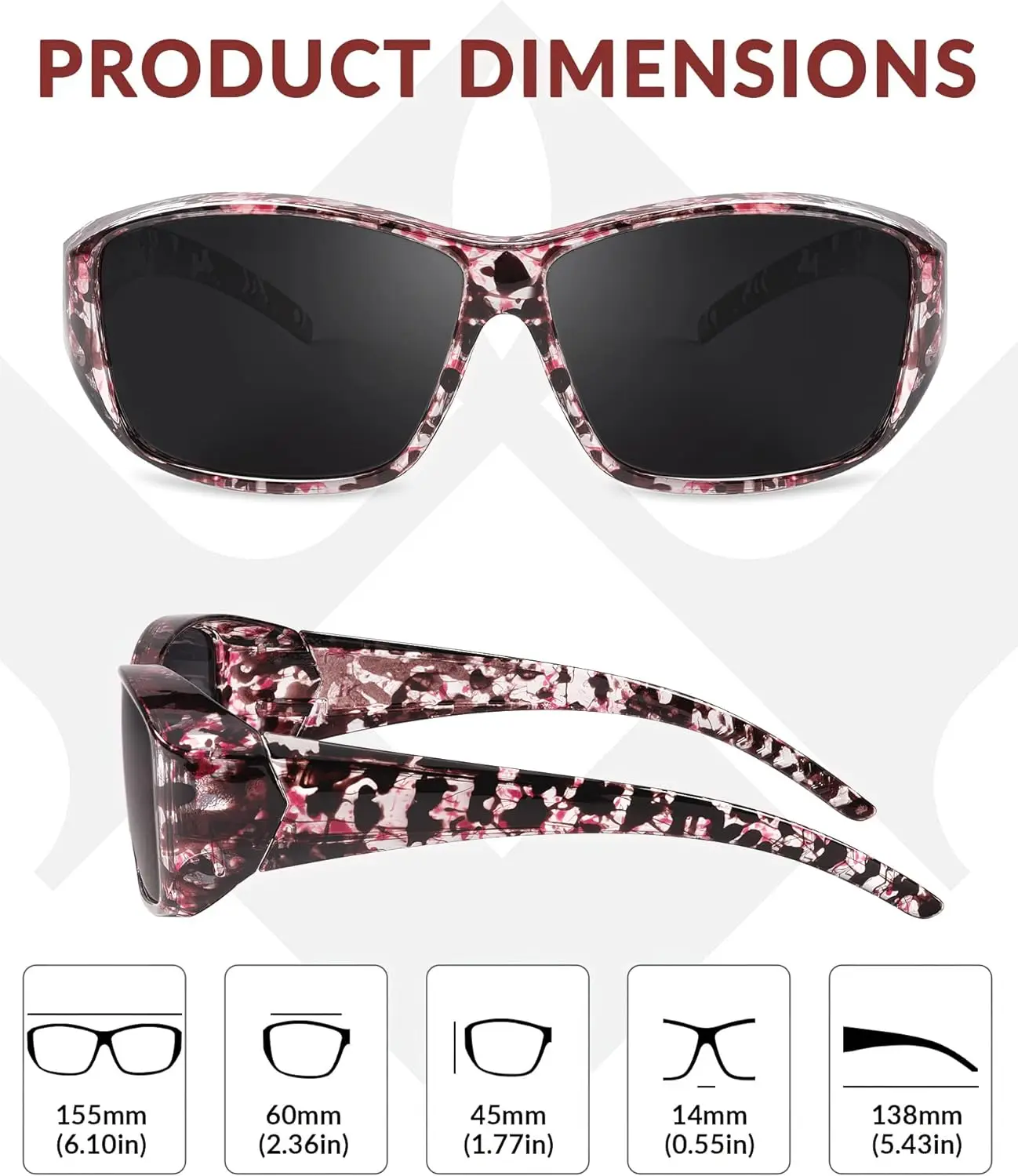 LVIOE Polarized Fit Over Glasses Sunglasses for Men Women to Wear Over Prescription Glasses with UV Protection LS024