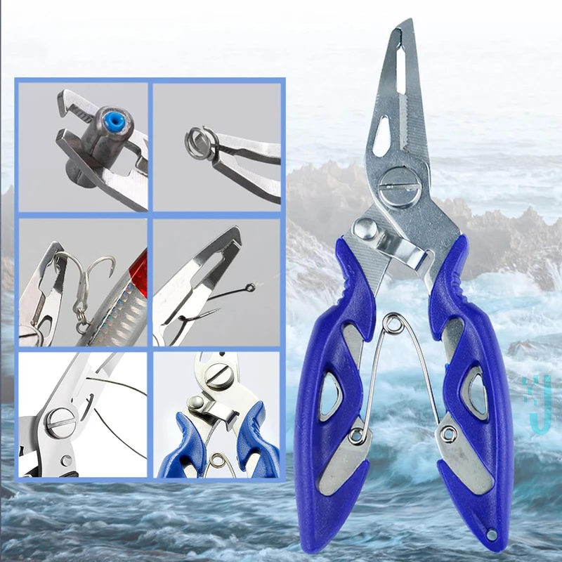 Fishing Stainless Steel Pliers Split Ring Opener Lip Gripper Saltwater Resistant Tool Kit Scissors Hook Remover Line Cutter