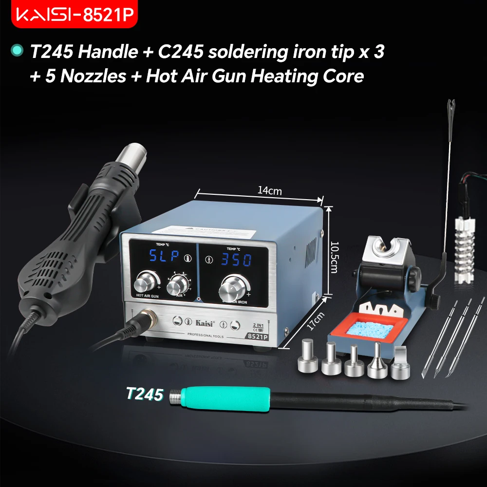 Kaisi 8521P 2-in-1 soldeerstation 800W heteluchtstation C210/C245/C115 soldeerbout Voor BGA Soldeerreparatie