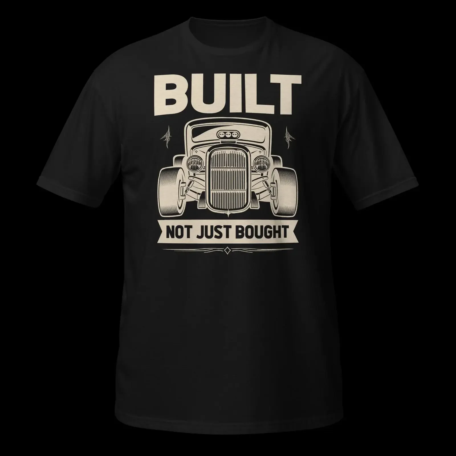 Hot Rod Built Not BoughT T-Shirt, klassisches T-Shirt für Autoliebhaber, Garage Life Mechanic Guy, Vintage-Stil, gewaschen, atmungsaktiv, vielseitig einsetzbar, mit Grafik