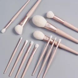 12pcs/set White Goat Hair Makeup Brushes set Powder Contour Make up Brush Soft Eyeshadow Blush Highlight Brow cosmetic tools