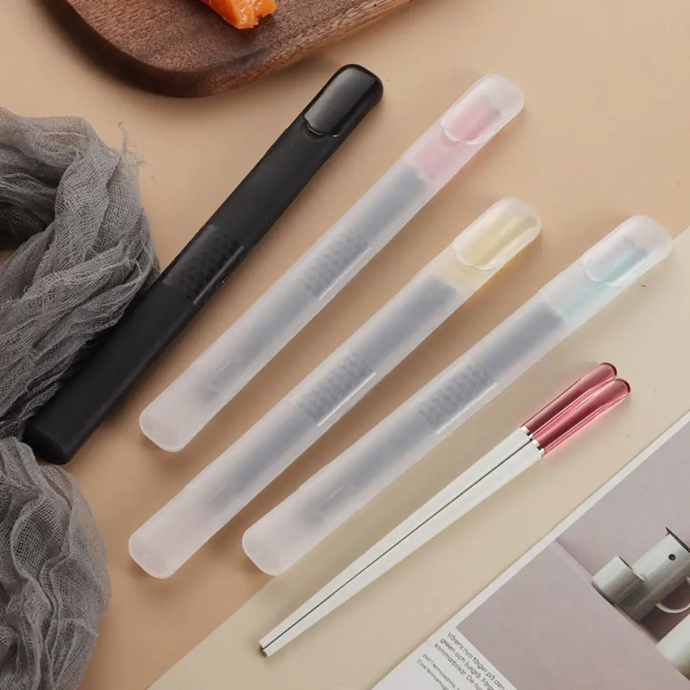 1pcs Portable Plastic Chopsticks Box 26cm Transparent Cutlery Straw Case Eyebrow Pencil Organizer