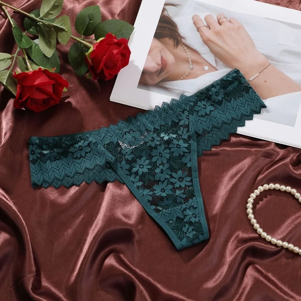 

Sheer Lace Lace Flower Women Thong Underpants Transparent Sheer Mesh Lace Briefs Intimate Panty Lingerie T-Back Panties Home