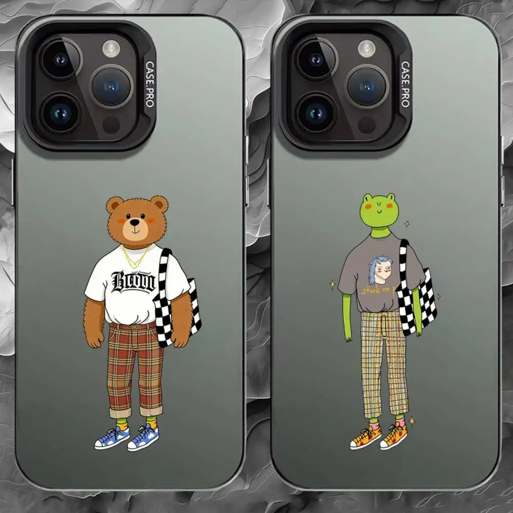 H-Humanized animal Phone Case For iPhone 17 16 15 14 13 12 11 Pro Max Plus Silver Matte Black Cover