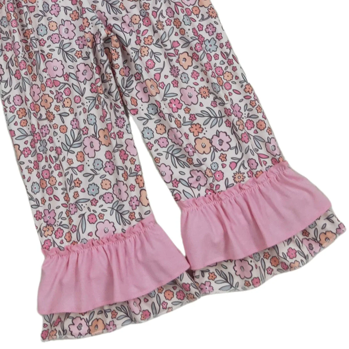 Toddler Girl Embroidery Pumpkin Romper Pink Floral Jumpsuit Fall Ruffle Pants Cute Baby Girl Clothes for Halloween Thanksgiving