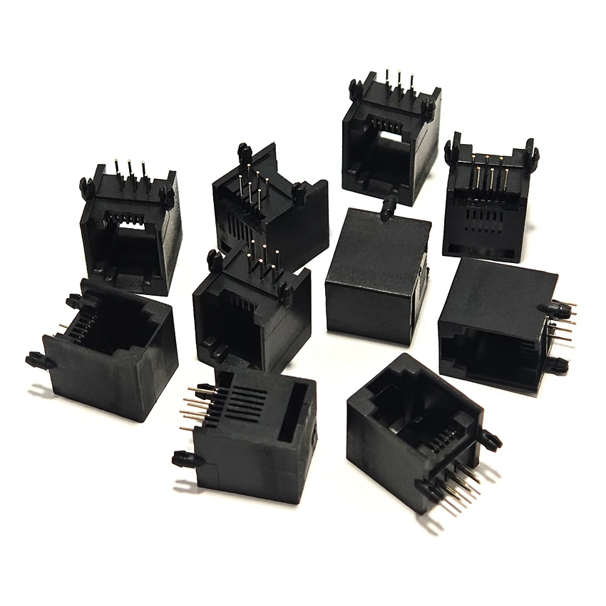 

10Pcs Black/Gray RJ11 6P6C PCB Socket Interface Crystal Female Socket Straight Plug For Mount Telephone Modular Connector