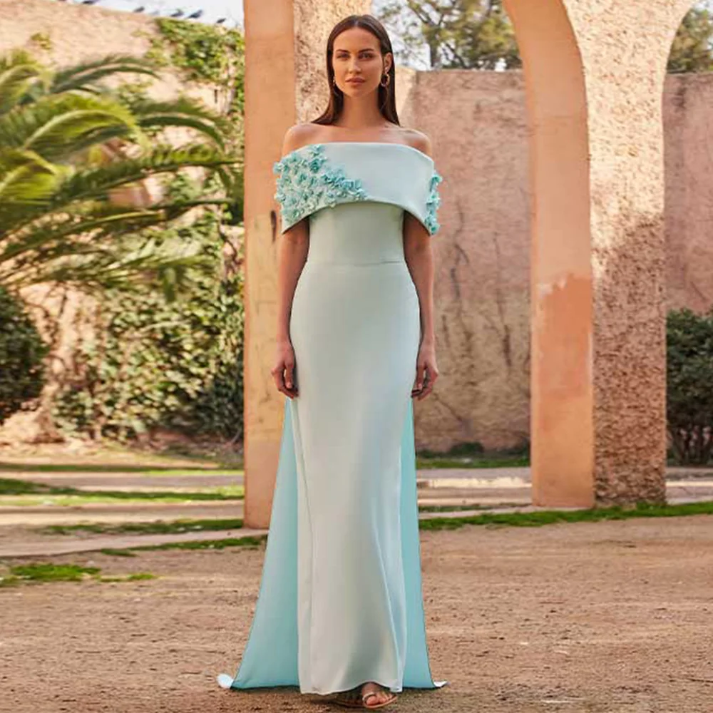 

Elegant Wedding Guest Dresses for Women 2025 Flowers Off the Shoulder Evening Gowns Mermaid/Trumpet Formal Party Dress Long