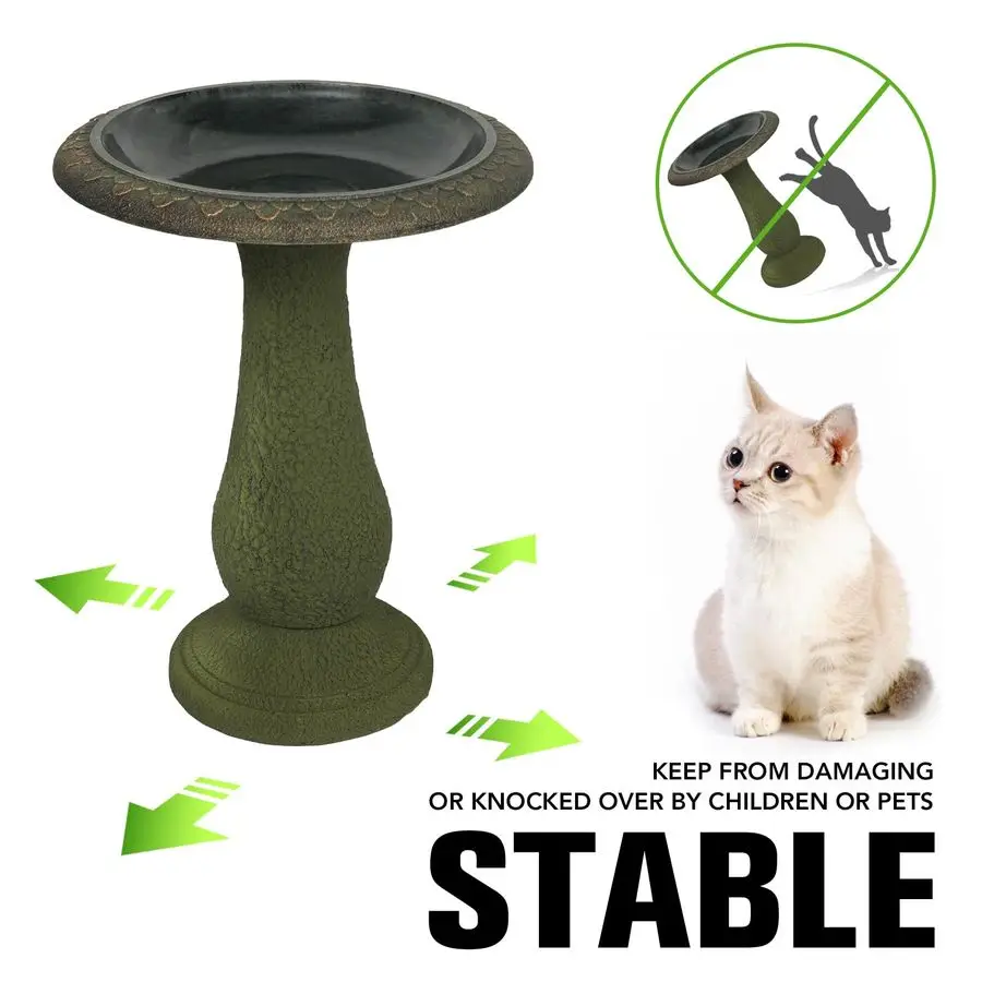 Fiberclay Outdoor Bird Bath, WeatherResistant Garden Decor with NonSlip Basin, Durable MarbleLook Bird Baths for Outdoors, EasyC view 3