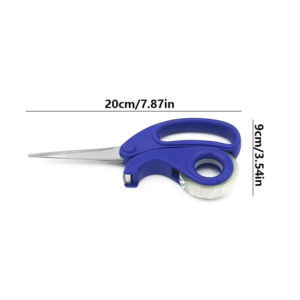Stainless Steel 2-in-1 Scissors with Transparent Tape Safety Design Utility Scissors Comfortable Grip Multifunctional