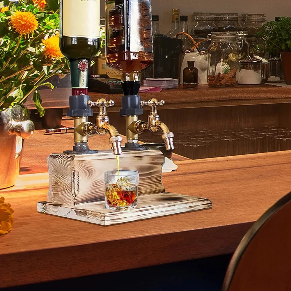 صنبور على شكل شرب الكحول الخمور المشروبات البيرة النار موزع ، خشبي ويسكي الخمور موزع لشريط المنزل ، الرجال هدية للأب #4