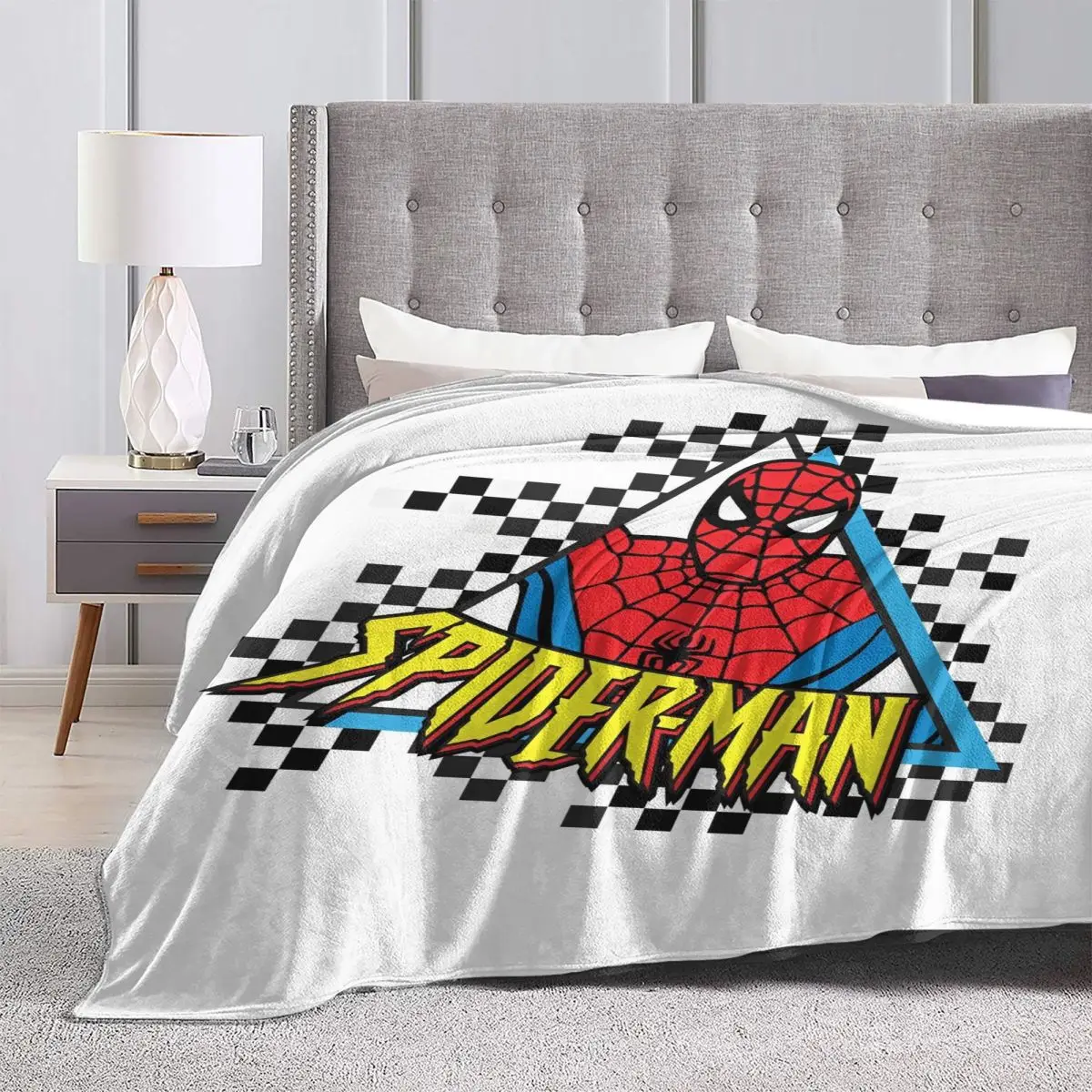Spider Man 90's Themed Logo Plush Blanket Girls Boys Flannel Bedding Throws For Bedroom Soft Custom Quality Bedspread Gift image 4