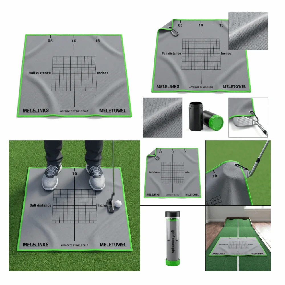 Microfiber Golf Training Towel Putter Standing Position Alignment Lines Putting Practice Mat Foldable Stance Guide Towel