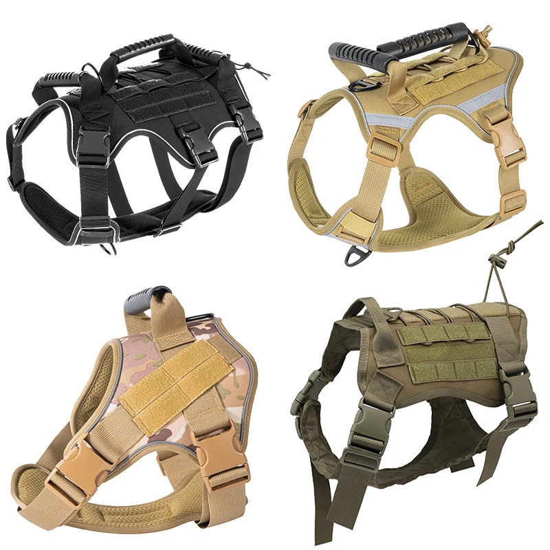 Tactical Dog CoatExplosion-proof Punch Chest Harness for Large DogsAnti-breakaway Multi-purpose Dog Walking Traction Dog Vest