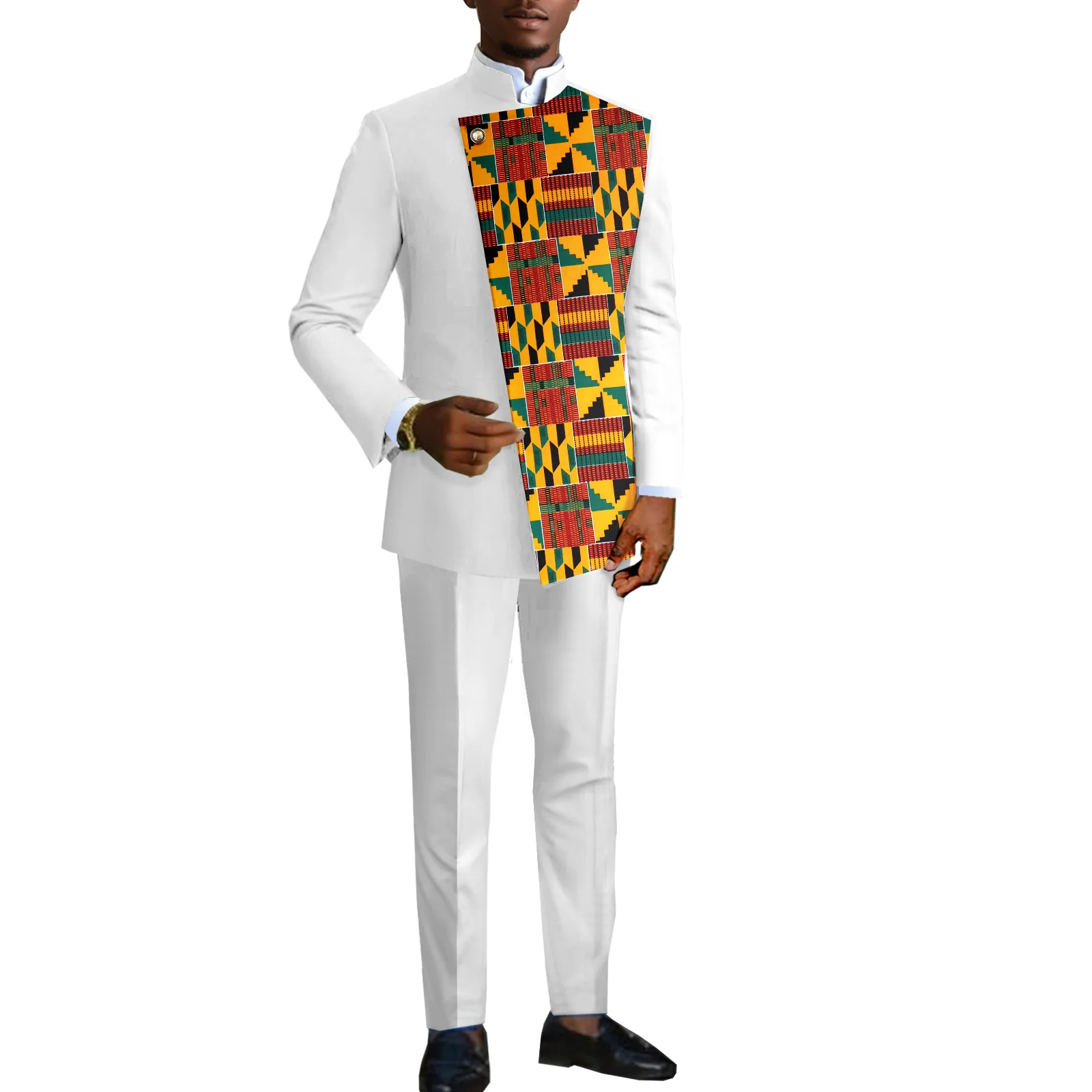 SEA&ALP Men’s 2 Piece Suit Set Formal Clothes Dashiki Long Sleeve Shirt and Pants Outfit Traditional African Style