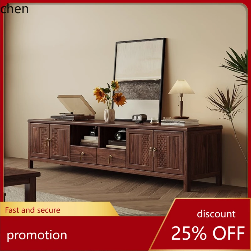 CZ  New Chinese Style Modern Home Classical Light Luxury Living Room Solid Wood TV Cabinet Storage Integrated Cabinet
